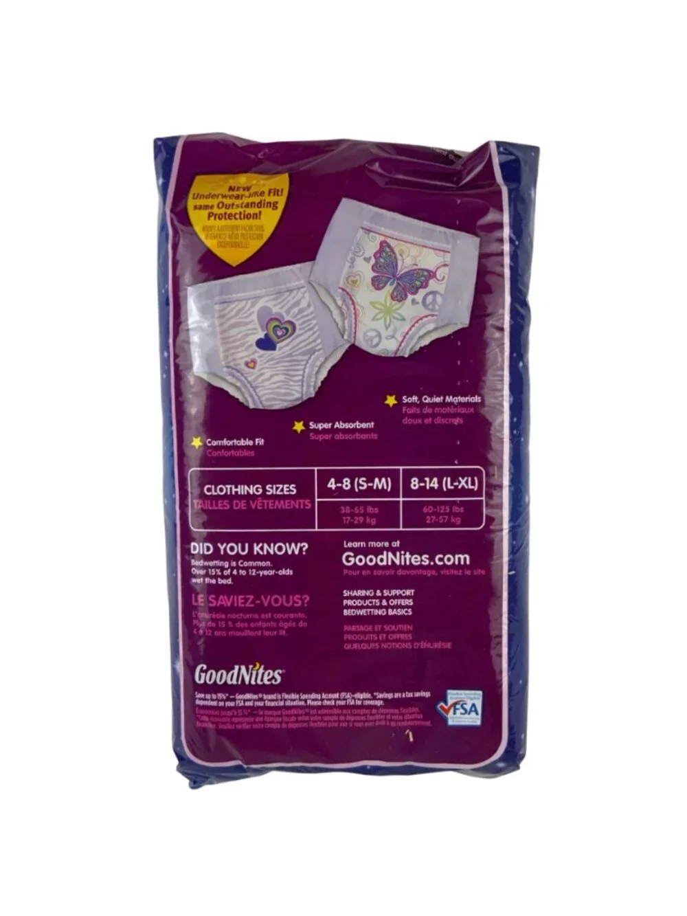 Goodnites Disposable Bedtime Underwear Girls L-XL 8-14 Years 12 count package